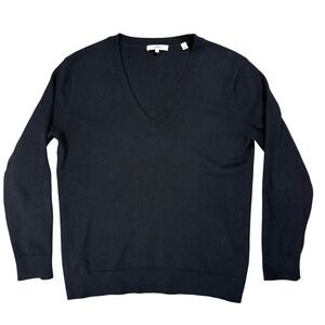 S Vince Mens Black 100% Cashmere Knit V-Neck Sweater Long Sleeve Layering Preppy